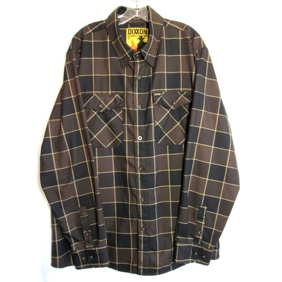 Dixxon Brown Plaid The Drifter Button Down D Tech Flannel Shirt Size 2X EUC - Picture 1 of 5